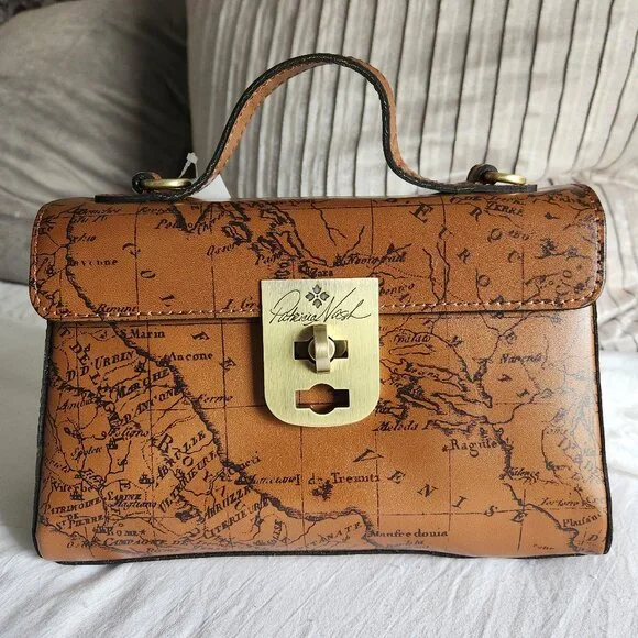 Patricia Nash Brown Signature Map Carisbrooke Riot Rust Satchel Set 4pc Set - Picture 3 of 17